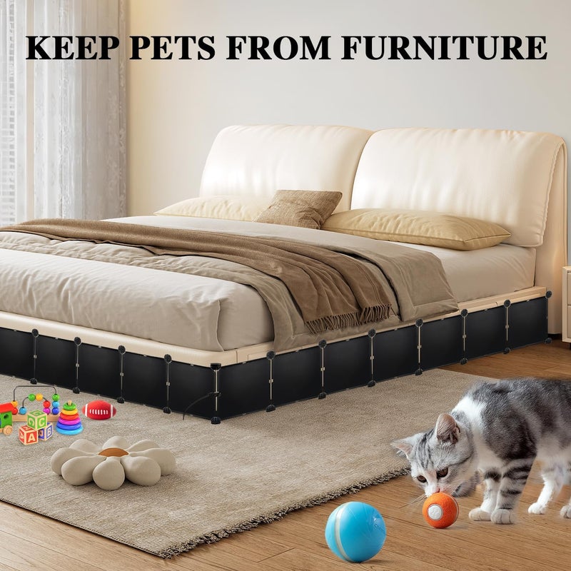 LEICHTEN 11.8" H x 248" L in Total Under Bed Blocker for Pets, Adjustable Length Bed Blockers for Under Bed, Under Bed Blocker Stops Pets Sneaking Under, Fits Queen, King Bed Three Sides, Black - Image 2